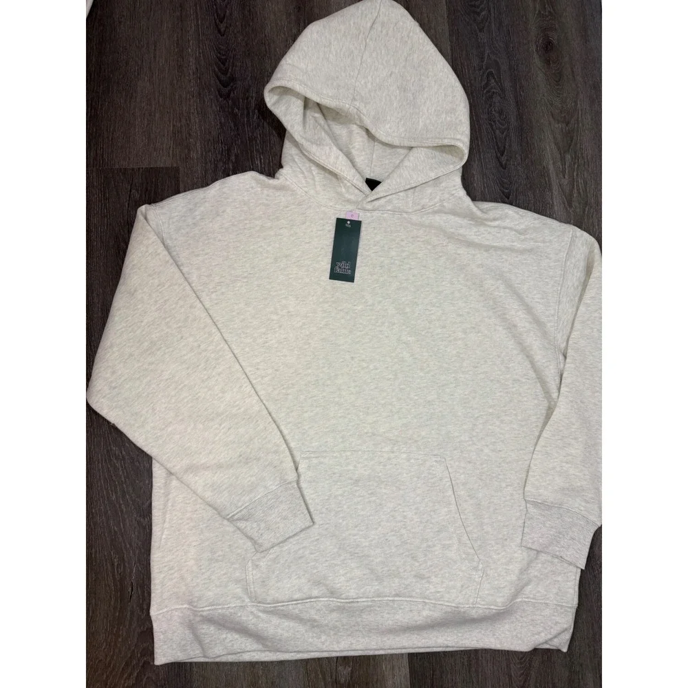 Women's Oversized Hooded Pullover Sweatshirt -Wild Fable Heather grey size large - Picture 4 of 10